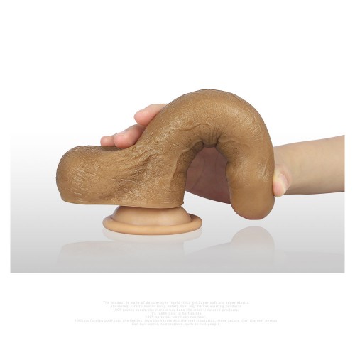Фаллоимитатор необрезанный на присоске с мошонкой 7 in Dual Layered Nature Cock Flesh