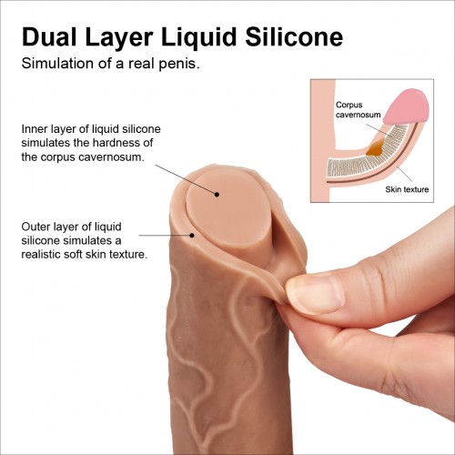 Фаллоимитатор необрезанный на присоске с мошонкой 7 in Dual Layered Nature Cock Flesh
