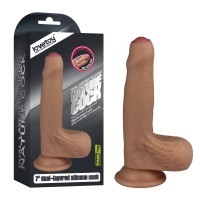 Фаллоимитатор необрезанный на присоске с мошонкой 7 in Dual Layered Nature Cock Flesh