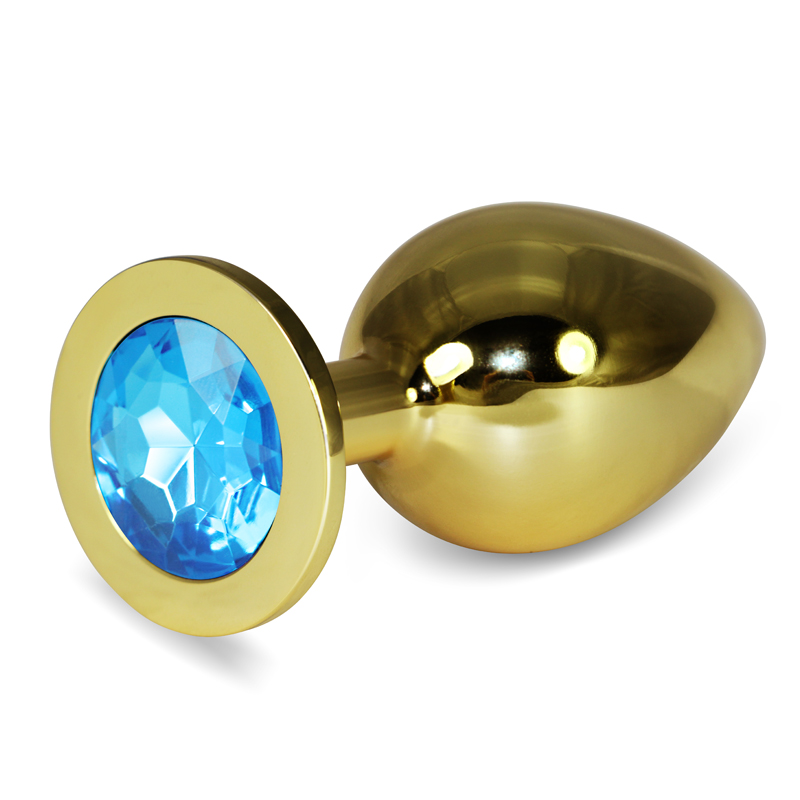 Анальная пробка Gold Blue Rosebud L 
