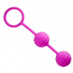 Вагинальные шарики Kegel ball розовые с рельефным рисунком (иной угол)