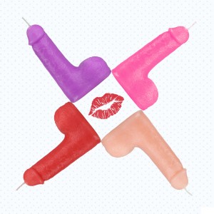 Розовая восковая свеча в форме члена 156 грамм (иной угол)