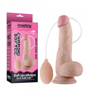 Фаллос с мошонкой Soft Ejaculation Cock 7 in с имитацией семяизвержения