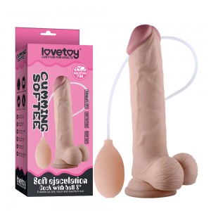 Фаллос с мошонкой Soft Ejaculation Cock 8 in с имитацией семяизвержения