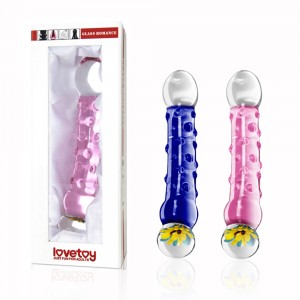 Двухсторонний фаллоимитатор из розового стекла Glass Romance  (иной угол)