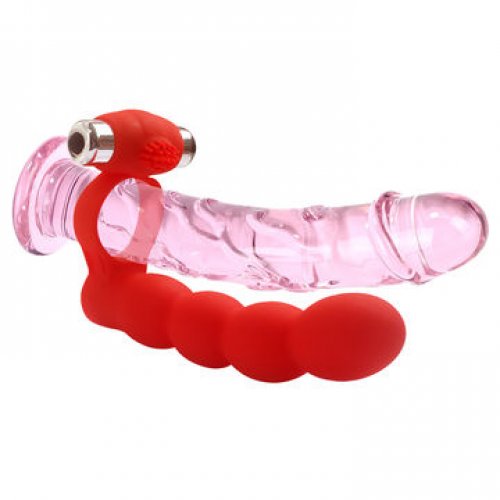 Виброкольцо для двойного проникновения Trinity Fun - Lovers Beads красное