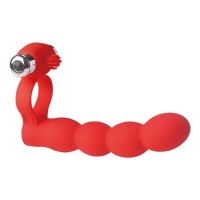 Виброкольцо для двойного проникновения Trinity Fun - Lovers Beads красное