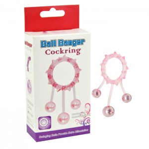 Кольцо с 3 утяжеляющими шариками розовое Ball Banger Cock Ring 3 balls