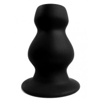 Анальный тоннель с волнообразным рельефом Peeping anal plug черного цвета