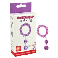 Кольцо с 2 утяжеляющими шариками фиолетовое Ball Banger Cock Ring 2 balls