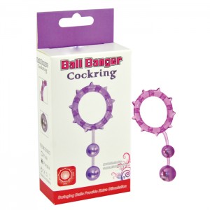 Кольцо с 2 утяжеляющими шариками фиолетовое Ball Banger Cock Ring 2 balls