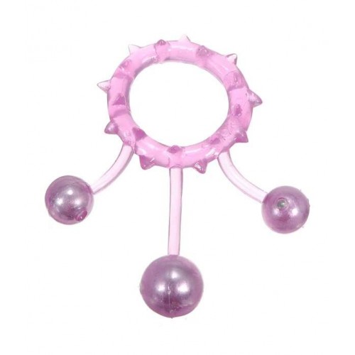 Кольцо с 3 утяжеляющими шариками фиолетовое Ball Banger Cock Ring 3 balls