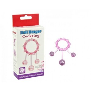 Кольцо с 3 утяжеляющими шариками фиолетовое Ball Banger Cock Ring 3 balls