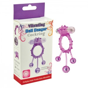 Эрекционное кольцо с вибрацией Ball Banger Cock Ring 3 balls + Vibe фиолетовое