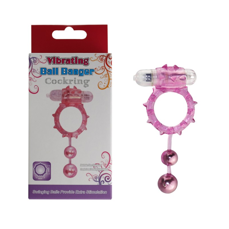 Эрекционное кольцо с вибрацией Ball Banger Cock Ring 2 balls+ Vibe розовое