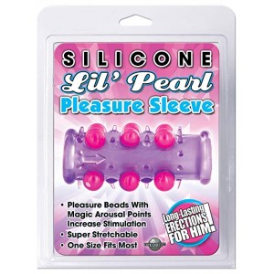 Открытая насадка на пенис Silicone Lil Pearl Pleasure Sleeve Purple (иной угол)