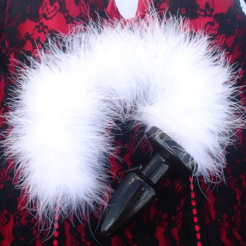 Анальная пробка с белым лисьим хвостом 