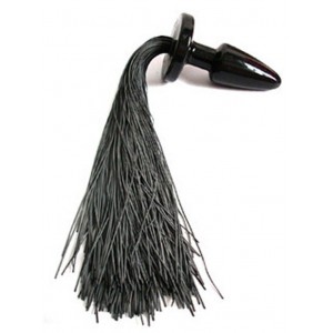 Анальная пробка с черным конским хвостом  (иной угол)