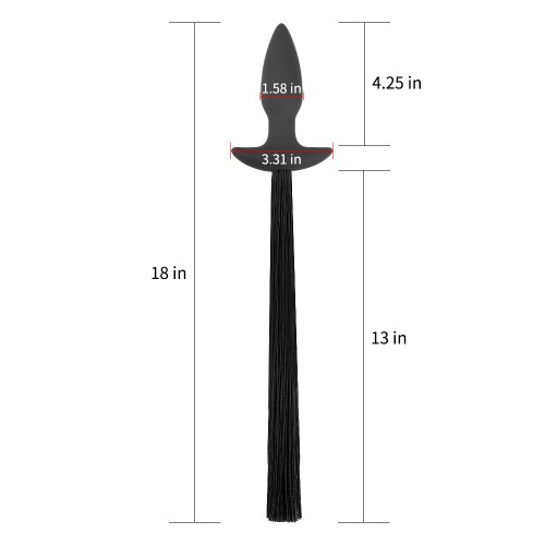 Черная анальная пробка с плетью-хвостом Anal Plug with Pony Tail 