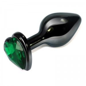 Втулка из стали с зеленым кристаллом в виде сердца Dark Green