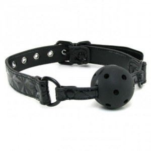 Дизайнерский дышащий черный кляп Ball Gag (иной угол)