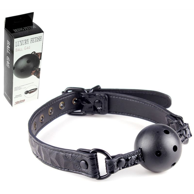 Дизайнерский дышащий черный кляп Ball Gag