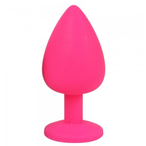 Силиконовая анальная пробка с голубым камнем S розовая (иной угол)