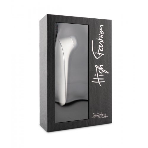 Вакуум-волновой бесконтактный стимулятор клитора Satisfyer Luxury High Fashion, алюминий+силикон, серебристый, 17.2 см