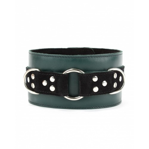 Ошейник из натуральной кожи изумруд 																																																																							