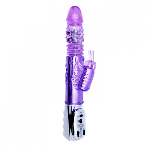 Вибратор с ротацией и клиторальной стимуляцией purple