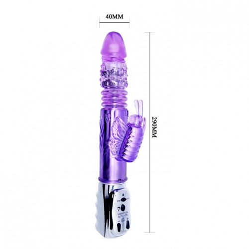 Вибратор с ротацией и клиторальной стимуляцией purple