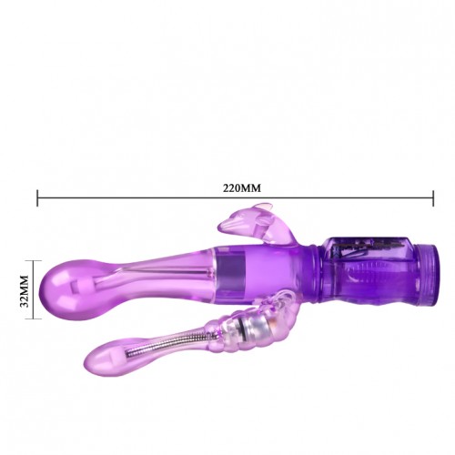 Вибратор гнущийся с тройной стимуляцией purple