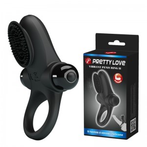 Черное эрекционное кольцо с язычком Cock Ring