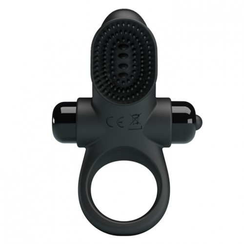 Черное эрекционное кольцо с язычком Cock Ring