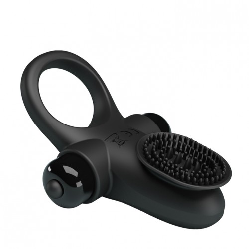 Черное эрекционное кольцо с язычком Cock Ring