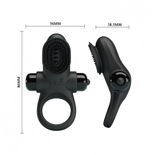 Черное эрекционное кольцо с язычком Cock Ring