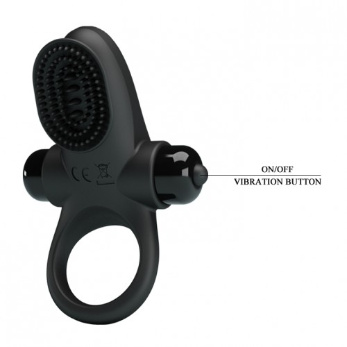 Черное эрекционное кольцо с язычком Cock Ring