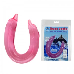 Фаллос двухголовый Double Dolphin розовый