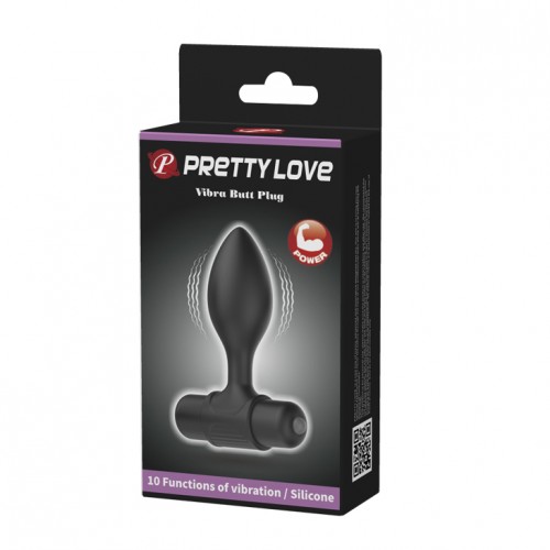 Черная анальная втулка с вибрацией Vibra Butt Plug