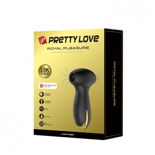 Двухсторонний вибростимулятор Royal Pleasure с вакуумной стимуляцией клитора