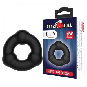 Черное эрекционное кольцо Crazy Bull
