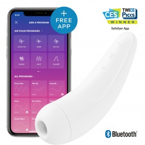 Вакуумно-волновой стимулятор Satisfyer Curvy 2+ White с дистанционном управлением Вакуумно-волновой стимулятор Satisfyer Curvy 2+ White с дистанционном управлением (иной угол)