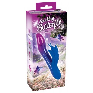 Перезаряжаемый вибратор с клиторальной бабочкой и подсветкой Sparkling Butterfly
