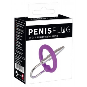Уретральный плаг с силиконовым кольцом под головку Penis Plug  (иной угол)
