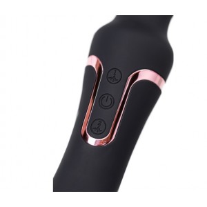 МЯГКАЯ ВАКУУМНАЯ УПАКОВКА Двухсторонний вибратор WANAME D-SPLASH  Surge, Силикон, Чёрный, 23 см (иной угол)